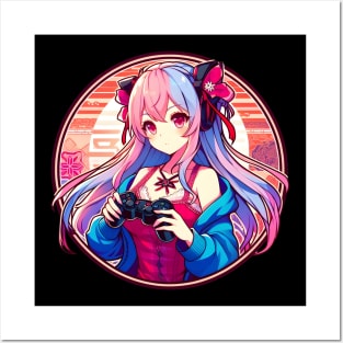 Controller Anime gamer girl Posters and Art